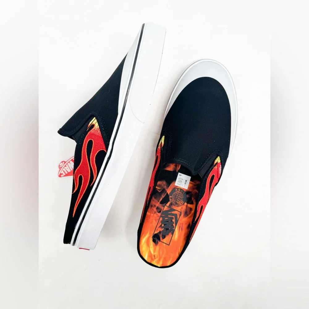 Vans x A$AP Worldwide Classic Slip-On Mules Black Flame - Picture 1 of 16
